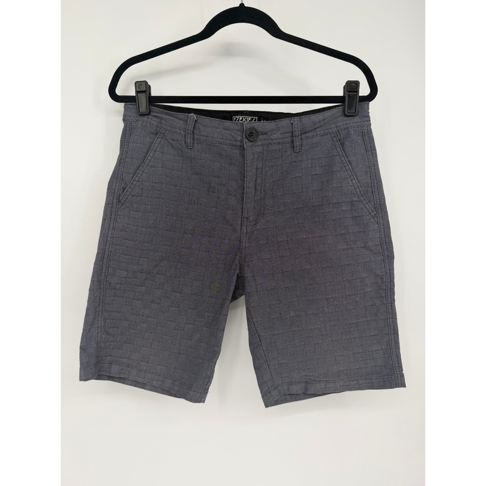 Ezekiel Mens Chino Shorts Charcoal Gray Micro Grid Textured Stretch Size 32
